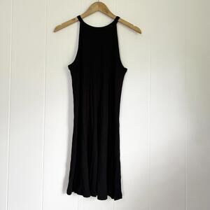 Old Navy Black Ribbed Sleeveless Halter Top Mini Dress Women's Medium